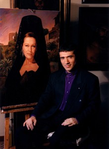 Antonio Montiel  y  retrato de Pepa Flores